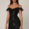 Jacira Embellished Lace-Up A-Line Mini Dress in Black