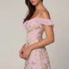 Jacira Embellished Lace-Up A-Line Mini Dress in Soft Pink