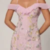 Jacira Embellished Lace-Up A-Line Mini Dress in Soft Pink