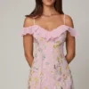 Jacira Embellished Lace-Up A-Line Mini Dress in Soft Pink