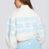 Jacquard-Knit Cropped Jumper in Ivory