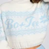 Jacquard-Knit Cropped Jumper in Ivory