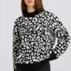 Jacquard-Knit Oversized Jumper in Black