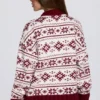 Jacquard-Knit Oversized Jumper in Crimson Red