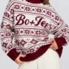 Jacquard-Knit Oversized Jumper in Crimson Red