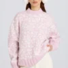 Jacquard-Knit Oversized Jumper in Pink