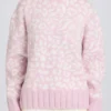 Jacquard-Knit Oversized Jumper in Pink