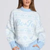 Jacquard-Knit Oversized Jumper in Powder Blue