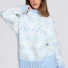 Jacquard-Knit Oversized Jumper in Powder Blue