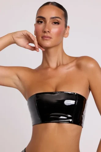 Jadis Vinyl Bandeau Bralette in Black