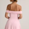 Jaida Modal Off-Shoulder A-Line Mini Dress in Baby Pink