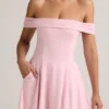 Jaida Modal Off-Shoulder A-Line Mini Dress in Baby Pink