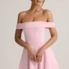 Jaida Modal Off-Shoulder A-Line Mini Dress in Baby Pink