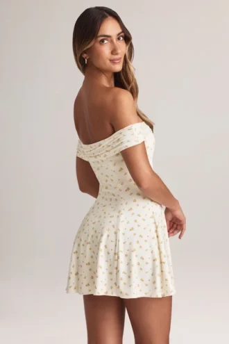 Jaida Modal Off-Shoulder A-Line Mini Dress in Floral Print