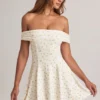 Jaida Modal Off-Shoulder A-Line Mini Dress in Floral Print