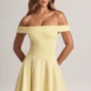 Jaida Modal Off-Shoulder A-Line Mini Dress in Lemon Sherbet