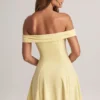 Jaida Modal Off-Shoulder A-Line Mini Dress in Lemon Sherbet