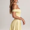 Jaida Modal Off-Shoulder A-Line Mini Dress in Lemon Sherbet