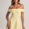 Jaida Modal Off-Shoulder A-Line Mini Dress in Lemon Sherbet
