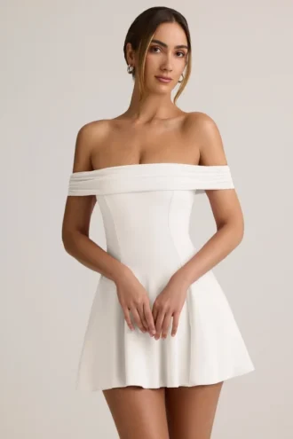 Jaida Modal Off-Shoulder A-Line Mini Dress in White