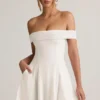 Jaida Modal Off-Shoulder A-Line Mini Dress in White