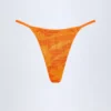 Jalama Embellished Thong Bikini Bottoms in Orange Tropical Print