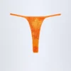 Jalama Embellished Thong Bikini Bottoms in Orange Tropical Print