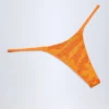 Jalama Embellished Thong Bikini Bottoms in Orange Tropical Print