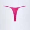 Jalama Embellished Thong Bikini Bottoms in Pink Tropical Print