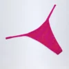 Jalama Embellished Thong Bikini Bottoms in Pink Tropical Print