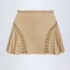 Jalsa Lace-Up Mid-Rise Mini Skirt in Tan