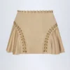 Jalsa Lace-Up Mid-Rise Mini Skirt in Tan