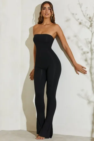 Jamila Strapless Flared Hem Jumpsuit in Black