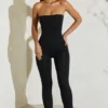 Jamila Strapless Flared Hem Jumpsuit in Black