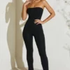 Jamila Strapless Flared Hem Jumpsuit in Black