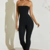 Jamila Strapless Flared Hem Jumpsuit in Black
