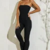 Jamila Strapless Flared Hem Jumpsuit in Black