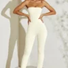 Jamila Strapless Flared Hem Jumpsuit in Ivory