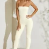 Jamila Strapless Flared Hem Jumpsuit in Ivory
