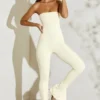 Jamila Strapless Flared Hem Jumpsuit in Ivory