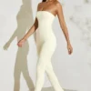 Jamila Strapless Flared Hem Jumpsuit in Ivory