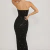 Jasella Embellished Corset Gown in Black