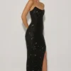 Jasella Embellished Corset Gown in Black