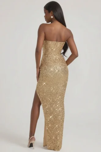 Jasella Embellished Corset Gown in Gold