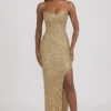 Jasella Embellished Corset Gown in Gold