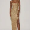 Jasella Embellished Corset Gown in Gold