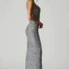 Jasella Embellished Corset Gown in Silver