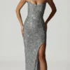 Jasella Embellished Corset Gown in Silver