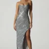 Jasella Embellished Corset Gown in Silver