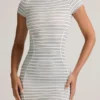 Jazlyn Modal Short-Sleeve Bodycon Mini Dress in Blue Yellow Stripe